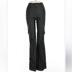 The Kript Black Faux Leather Cargo Pants Size Large